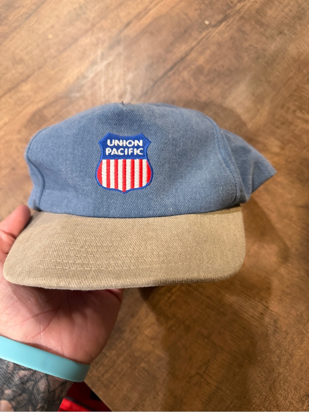 Union Pacific Railroad Cap America Blue Tan Adjustable Hat